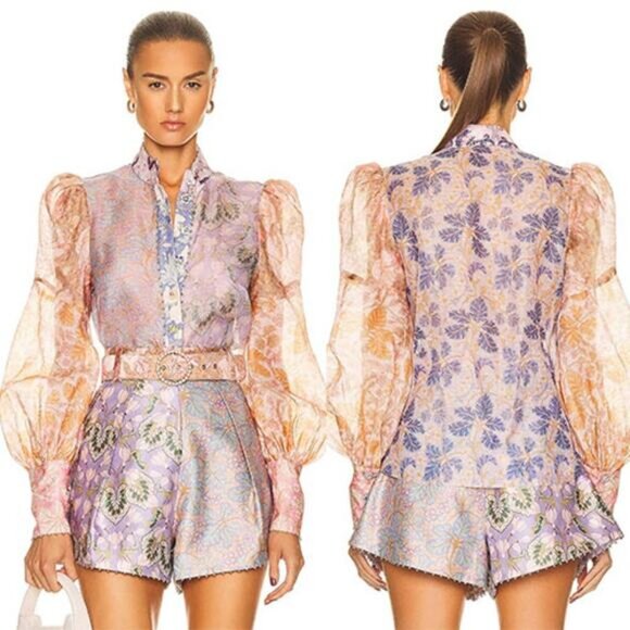 NWT Zimmerman Kaleidoscope Spliced Blouse Multicolor Spliced Floral Size: 10 - Picture 13 of 13